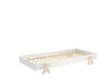 Stapelbett >Moldulo< 90x200cm, inkl. Lattenrost, Weiß lackiert - 203,6x27,5x93,8cm (BxHxT)
