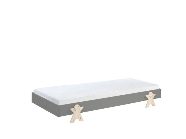 Stapelbett >Moldulo< 90x200cm, inkl. Lattenrost, grau lackiert - 203,6x27,5x93,8cm (BxHxT)