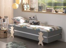 Stapelbett >Moldulo< 2er Set, Lattenrost, grau lackiert - je 203,6x27,5x93,8cm (BxHxT)