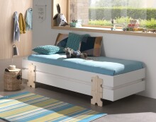 Stapelbett >Moldulo< 2er Set, Lattenrost, weiss lackiert - je 203,6x27,5x93,8cm (BxHxT)