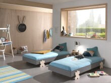 Stapelbett >Moldulo< 2er Set, Lattenrost, grau lackiert - je 203,6x27,5x93,8cm (BxHxT)