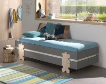 Stapelbett >Moldulo< 2er Set, Lattenrost, grau lackiert - je 203,6x27,5x93,8cm (BxHxT)