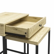 Beistelltisch >Krister< Schublade, Eiche Dekor / Metall schwarz - 55x67x39cm (BxHxT)