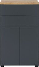 Midischrank >Vinga< 1 Tür, 2 Schubladen, in Grau - 60x102x35cm (BxHxT)