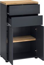Midischrank >Vinga< 1 Tür, 2 Schubladen, in Grau - 60x102x35cm (BxHxT)