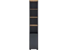 Hochschrank >Vinga< 1 Tür, 3 Böden, Grau / Eiche Dekor - 32x182x35cm (BxHxT)