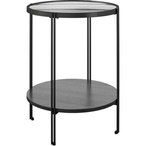 Beistelltisch >Ælva< Glas / Metall, in matt Schwarz - 44x55x44cm (BxHxT)