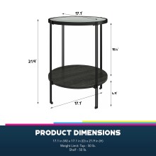Beistelltisch >Ælva< Glas / Metall, in matt Schwarz - 44x55x44cm (BxHxT)