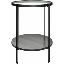 Beistelltisch >Ælva< Glas / Metall, in matt Schwarz - 44x55x44cm (BxHxT)