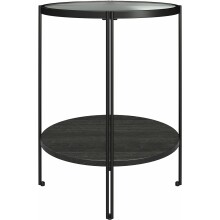 Beistelltisch >Ælva< Glas / Metall, in matt Schwarz - 44x55x44cm (BxHxT)