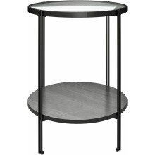 Beistelltisch >Ælva< Glas / Metall, in matt Schwarz - 44x55x44cm (BxHxT)