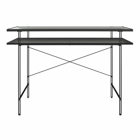 Computertisch >Ælva< Glas / Metall matt Schwarz - 108x74x49cm (BxHxT)