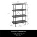 Bücherregal >Ælva< 4 Böden, Glas / Metall matt Schwarz - 78x115x34cm (BxHxT)