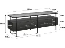 Lowboard >Ælva< Glas / Metall matt Schwarz -...