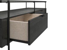 Lowboard >Ælva< Glas / Metall matt Schwarz - 140x50x39cm (BxHxT)