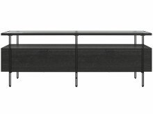 Lowboard >Ælva< Glas / Metall matt Schwarz - 140x50x39cm (BxHxT)