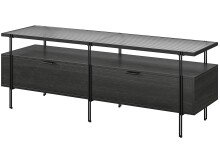 Lowboard >Ælva< Glas / Metall matt Schwarz - 140x50x39cm (BxHxT)