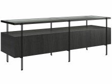 Lowboard >Ælva< Glas / Metall matt Schwarz - 140x50x39cm (BxHxT)