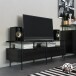 Lowboard >Ælva< Glas / Metall matt Schwarz - 140x50x39cm (BxHxT)