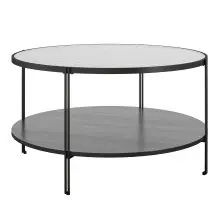 Couchtisch >Ælva< Glas / Mettal matt Schwarz...