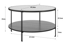 Couchtisch >Ælva< Glas / Mettal matt Schwarz - 79x44x79cm (BxHxT)