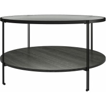 Couchtisch >Ælva< Glas / Mettal matt Schwarz - 79x44x79cm (BxHxT)