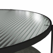 Couchtisch >Ælva< Glas / Mettal matt Schwarz - 79x44x79cm (BxHxT)