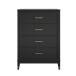 Hochkommode >Bendik< 4 Schübe, in Schwarz, MDF / Kautschukholz - 76x106x50cm (BxHxT)