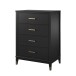 Hochkommode >Bendik< 4 Schübe, in Schwarz, MDF / Kautschukholz - 76x106x50cm (BxHxT)