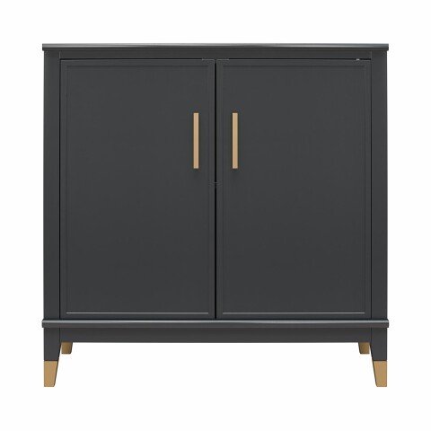 Kommode >Bendik< 2 Türen, 1 Boden, in Schwarz, MDF - 84x84x40cm (BxHxT)