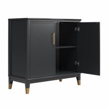 Kommode >Bendik< 2 Türen, 1 Boden, in Schwarz, MDF - 84x84x40cm (BxHxT)