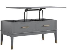Couchtisch >Bendik< 2 Schübe, aufklappbar, Grau - 106x51x52cm (BxHxT)
