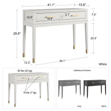 Konsolentisch >Bendik< 2 Schübe, in Weiß, MDF/Kautschukholz - 105x76x40cm (BxHxT)