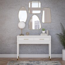Konsolentisch >Bendik< 2 Schübe, in Weiß, MDF/Kautschukholz - 105x76x40cm (BxHxT)