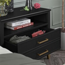 Nachtkommode >Bendik< 2 Schübe, mit Fach, in Blau, MDF - 74x60x39cm (BxHxT)