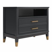 Nachtkommode >Bendik< 2 Schübe, mit Fach, in Blau, MDF - 74x60x39cm (BxHxT)
