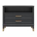 Nachtkommode >Bendik< 2 Schübe, mit Fach, in Blau, MDF - 74x60x39cm (BxHxT)