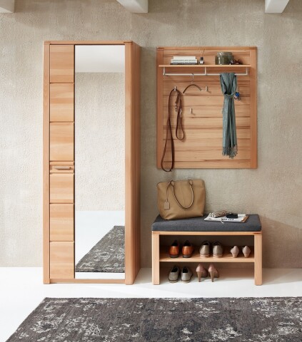 Garderoben-Set >Nature One< 3-teilig, soft-close, FSC Kernbuche teilmassiv - 179x201x40cm (B/H/T)