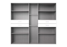 Drehtürenschrank >Taiga< 4 Schübe, 9 Türen, Saharagrau / Graphit - 225x208x58cm (BxHxT)