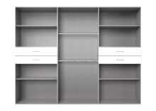 Drehtürenschrank >Taiga< 4 Schübe, 10 Türen, Spiegel, Saharagrau / Graphit - 270x208x58cm BxHxT