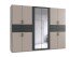 Drehtürenschrank >Taiga< 4 Schübe, 10 Türen, Spiegel, Saharagrau / Graphit - 270x208x58cm BxHxT