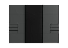 Schwebetürenschrank >Saigon< 6 Schubladen, in GRPAHIT + GLAS SCHWARZ - 270x208x64cm (BxHxT)