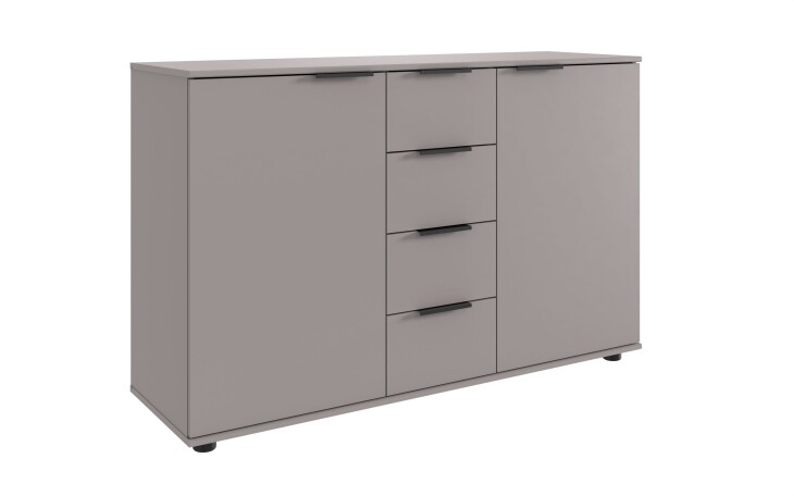 Sideboard >Tilburg< 4 Schübe, 2 Türen, in SAHARAGRAU - 130x83x41cm (BxHxT)