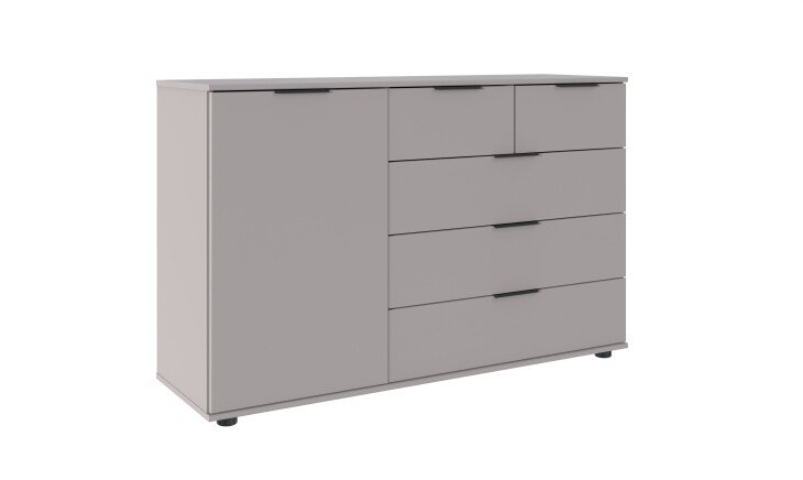 Sideboard >Tilburg< 5 Schubladen, 1 Tür, in SAHARAGRAU - 130x83x41cm (BxHxT)