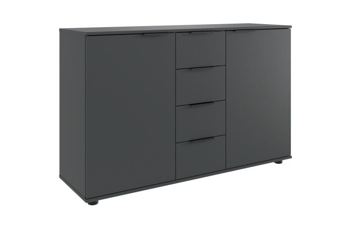 Sideboard >Tilburg< 2 Türen, 4 Schübe, in GRAPHIT - 130x83x41cm (BxHxT)