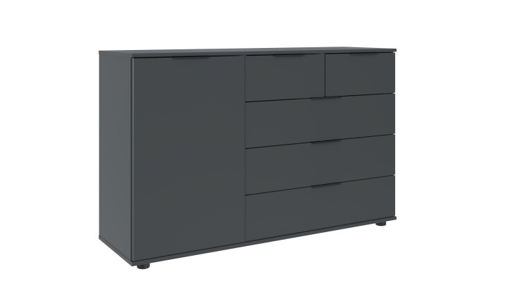 Sideboard >Tilburg< 4 Schubladen, 1 Tür, in GRAPHIT - 130x83x41cm (BxHxT)