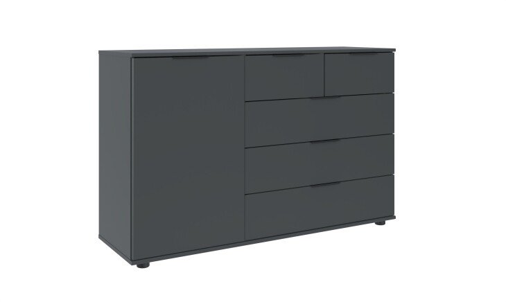 Sideboard >Tilburg< 4 Schubladen, 1 Tür, in GRAPHIT - 130x83x41cm (BxHxT)