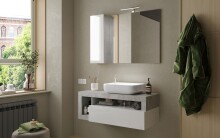 Waschtisch-Set >HAMBURG< inkl. Becken, 1 Schub, FSC, in Weiß / Beton-Optik - 110x61x49 (BxHxT)