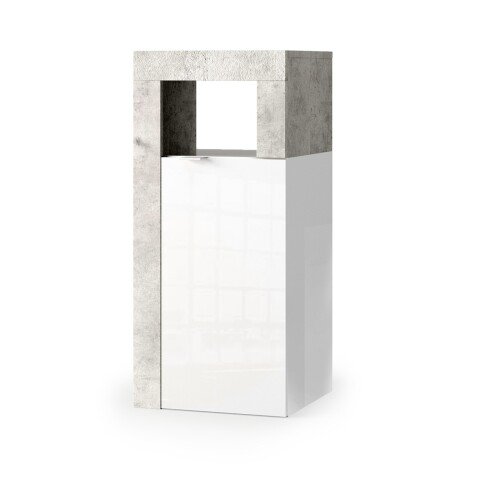 Badkommode >HAMBURG< 1 Tür, 1 Boden, FSC, in Weiß / Beton-Optik - 35x78x35 (BxHxT)