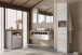 Badkommode >HAMBURG< 3 Schubladen, FSC, in Weiß hochglanz / Beton-Optik - 64x78x35 (BxHxT)